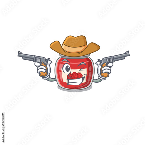 Raspberry jam Cowboy cartoon concept having guns
