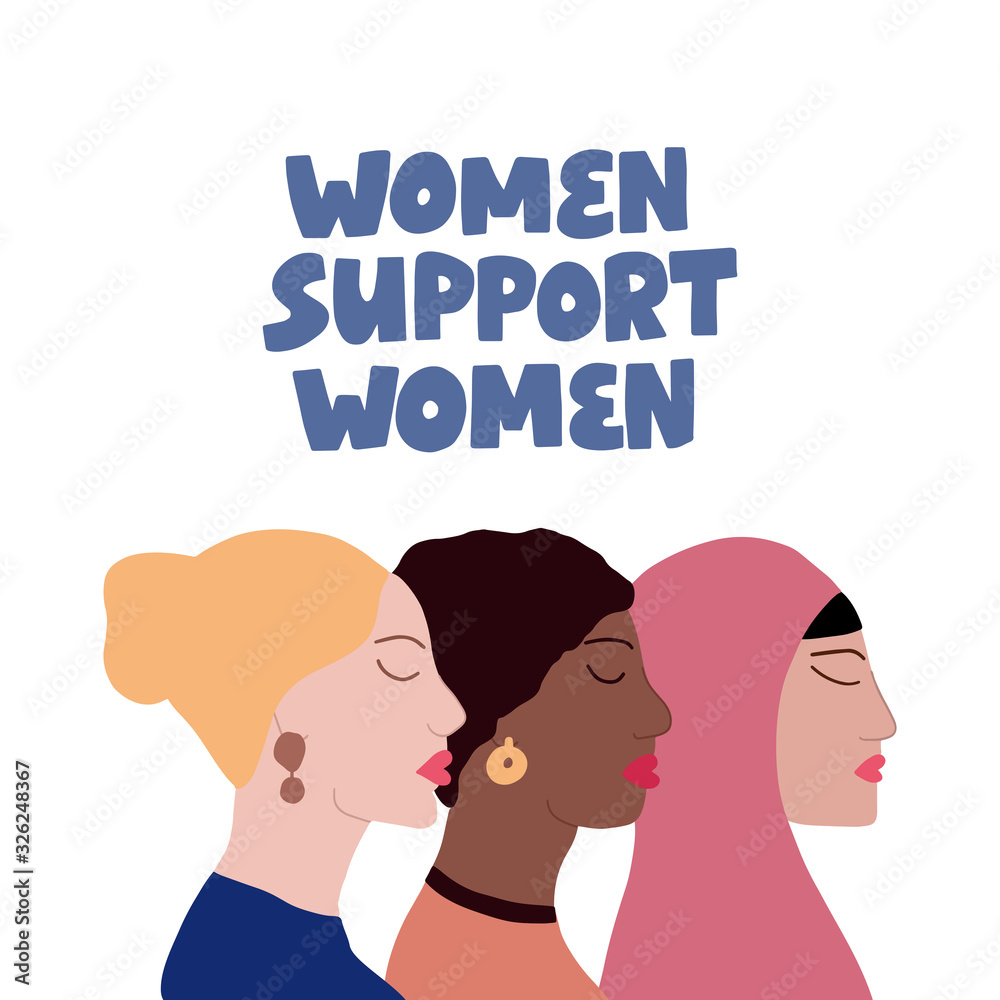 International Women's Day vector illustration with female faces of different ethnicity. International Women's Day vector illustration with female faces of different ethnicity.