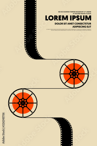 Movie and film poster design template background modern vintage retro style