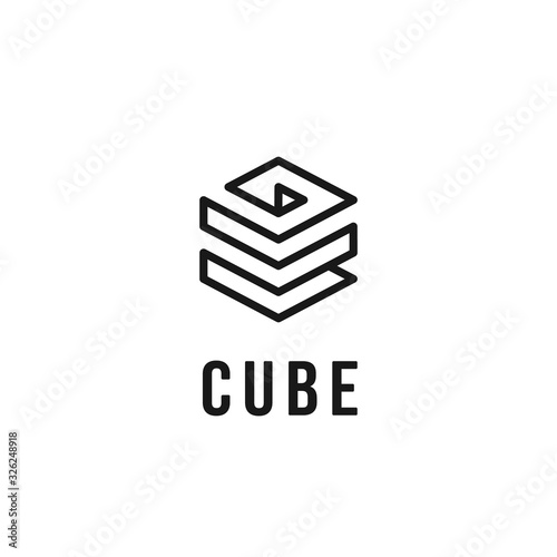 Cube line technology logo in unique style vector icon symbol
