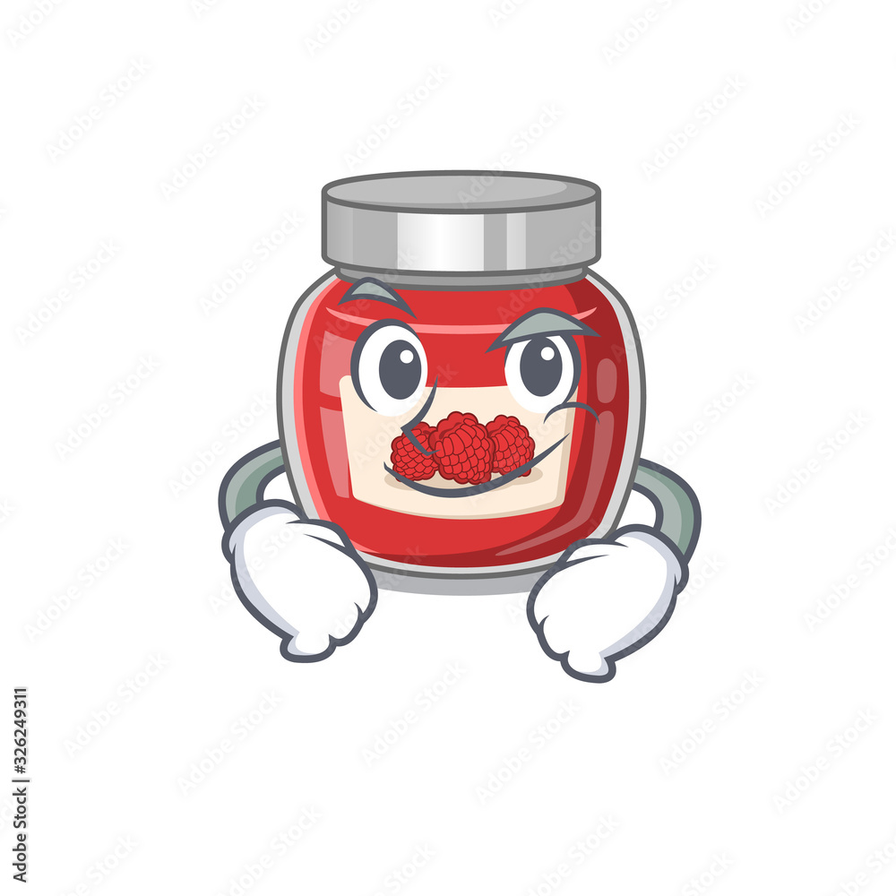 Cool raspberry jam mascot character with Smirking face