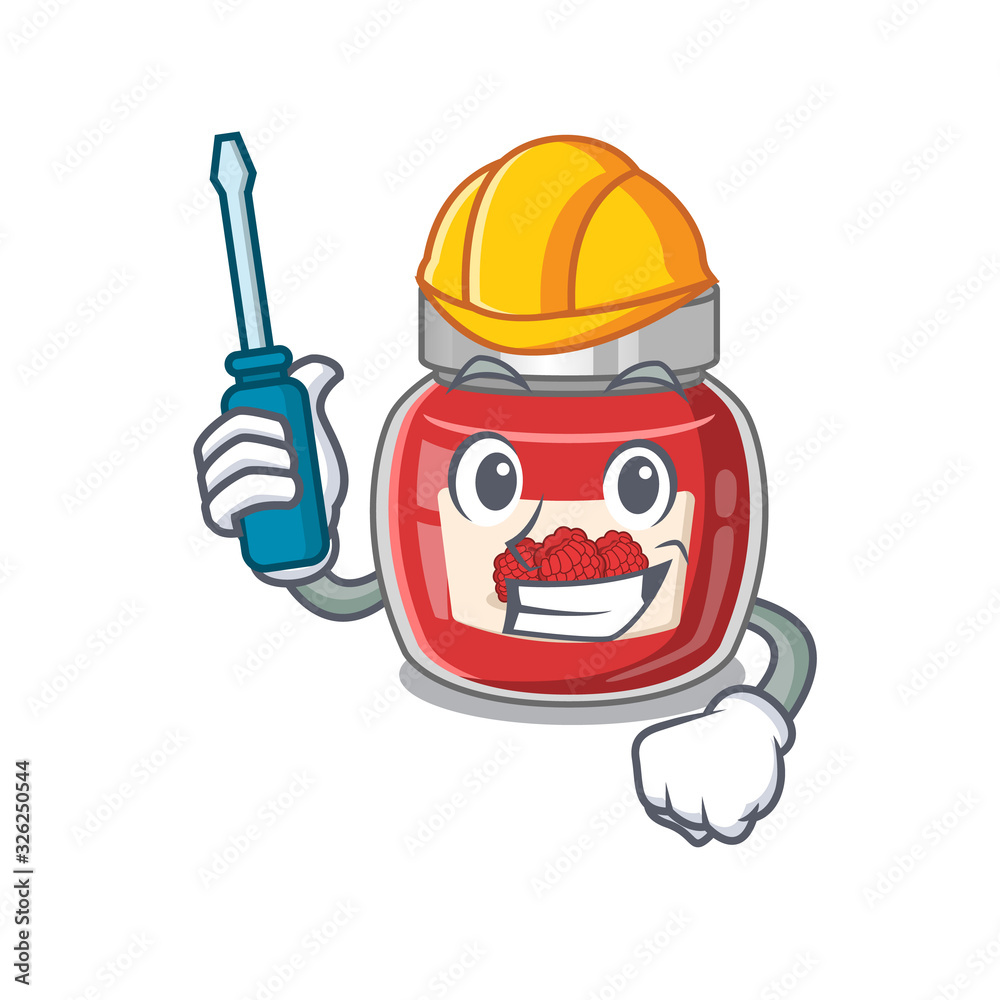 cartoon character style raspberry jam working as an automotive cartoon character style raspberry jam working as an automotive