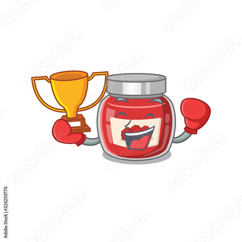 fantastic Boxing winner of raspberry jam in mascot cartoon design