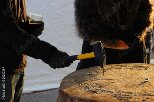 Hammerschlagen German Hammer Nail and Stump Game