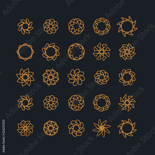 Set of abstract line flower icon