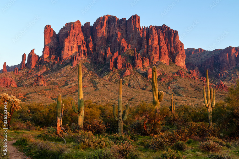 The Superstition Mountains at Lost Dutchman State Park, Arizona - obrazy, fototapety, plakaty 