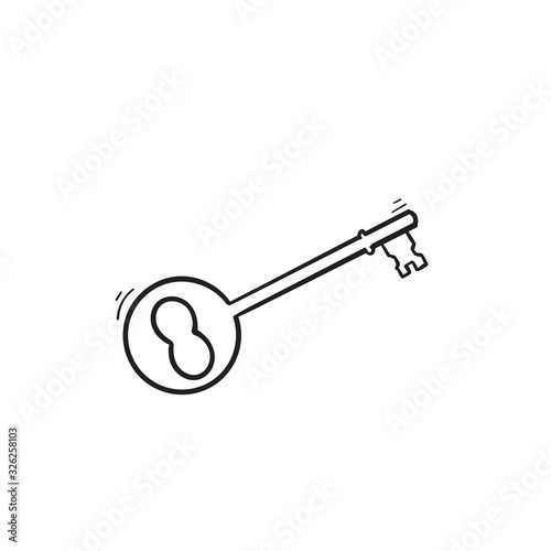 hand drawn doodle key illustration with cartoon style vector isolated
