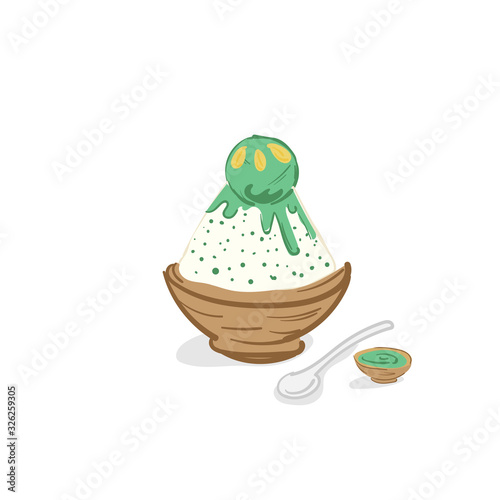 ice cream bingsu dessert drawing graphic