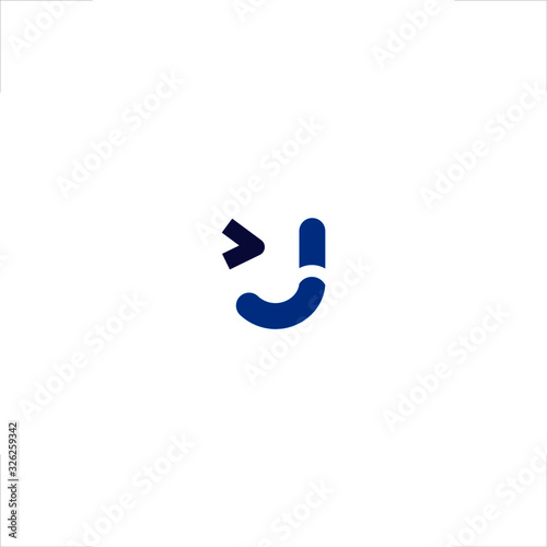 J letter initial logo design wink smile