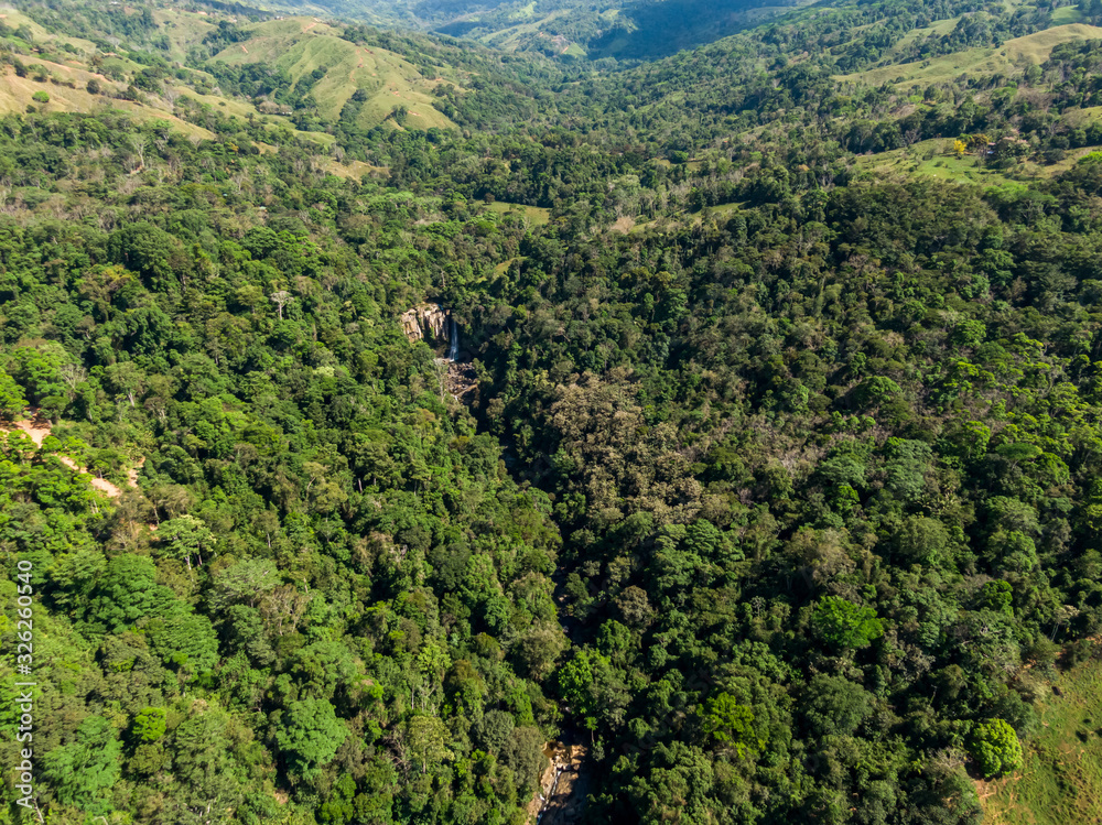 Beautiful aerial view of the Nauyaca Waterfall In Costa Rica