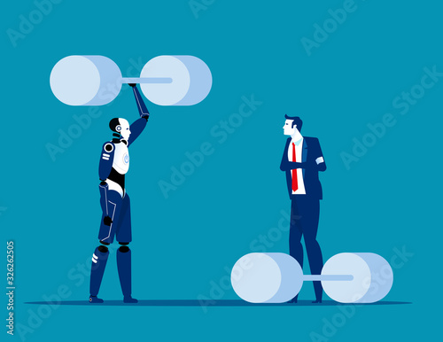 Robot vs Human. Capable robot technology concept, Robotic