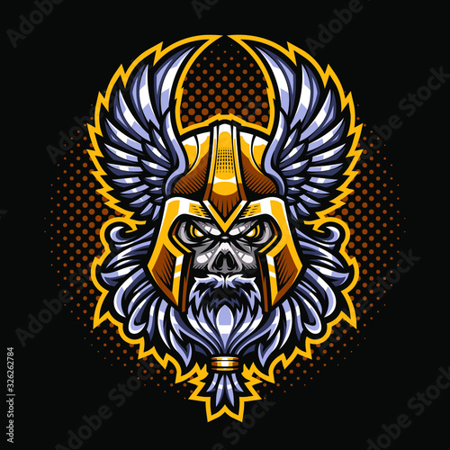 Odin skull head mascot logo