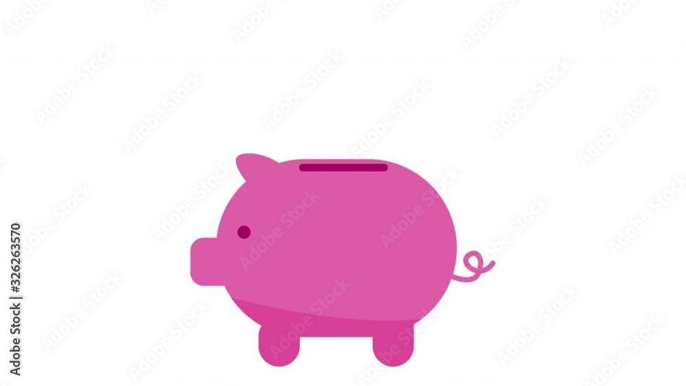 Golden coins falling into a pink piggy bank loop with space. Animation of saving money and Passive income concept. Putting coins in piggy bank Golden coins falling into a pink piggy bank loop with space. Animation of saving money and Passive income concept. Putting coins in piggy bank