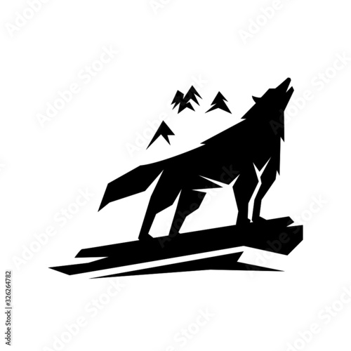 howling wolf logo vector
