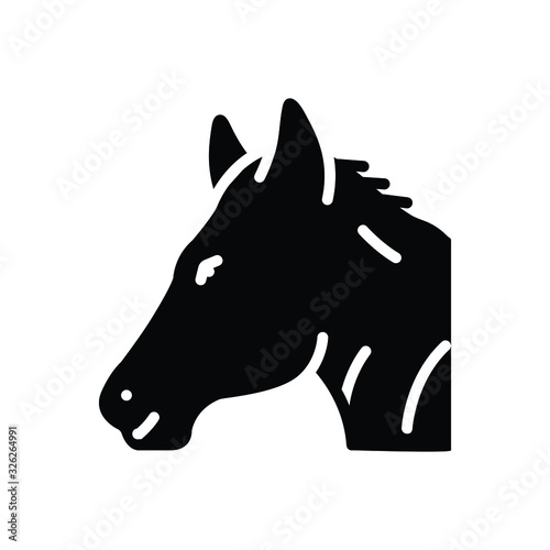 Black solid icon for horse
