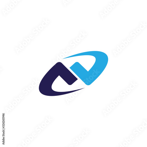 mv or vm logo initial letter design template vector