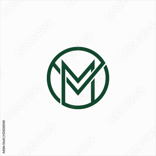 Alphabet Letter Icon Logo mv and vm Design Template