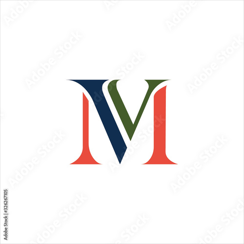 Initial letter mv or vm logo design template