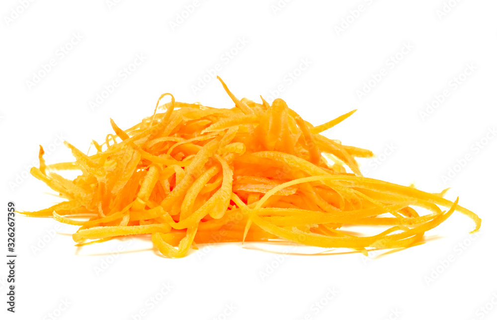 fresh shredded carrots isolated on white background fresh shredded carrots isolated on white background