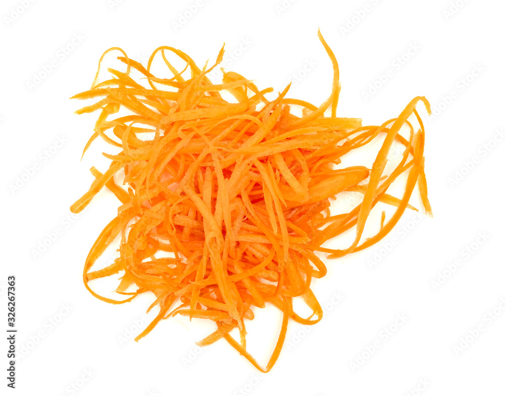 fresh shredded carrots isolated on white background fresh shredded carrots isolated on white background