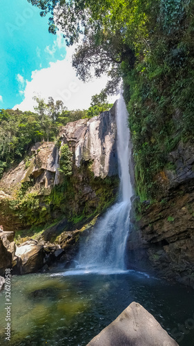Beautiful aerial view of the Nauyaca Waterfall In Costa Rica