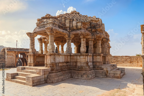 Chittorgarh Fort Rajasthan with ancient temple stone architecture and relics. Chittor Fort is one largest in India designated as a UNESCO World Heritage site photo