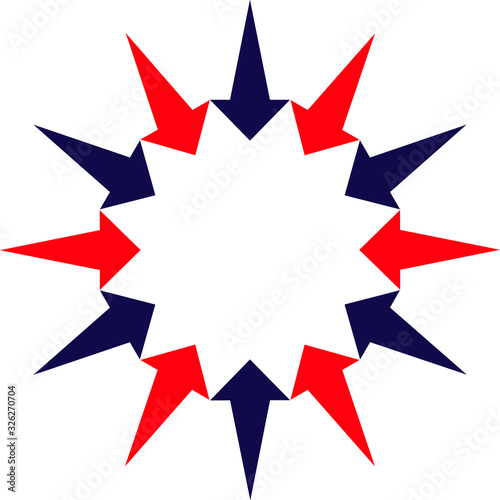 Abstract icon design with 12 arrows shape