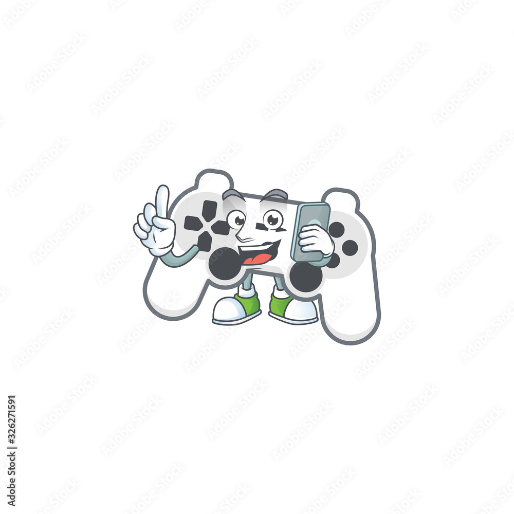 A picture of happy white joystick speaking on the phone A picture of happy white joystick speaking on the phone