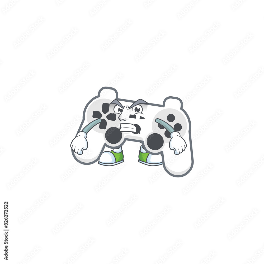 cartoon character of white joystick with angry face cartoon character of white joystick with angry face