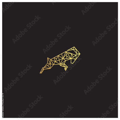 goat animal polygonal, monogram, origami logo flat design