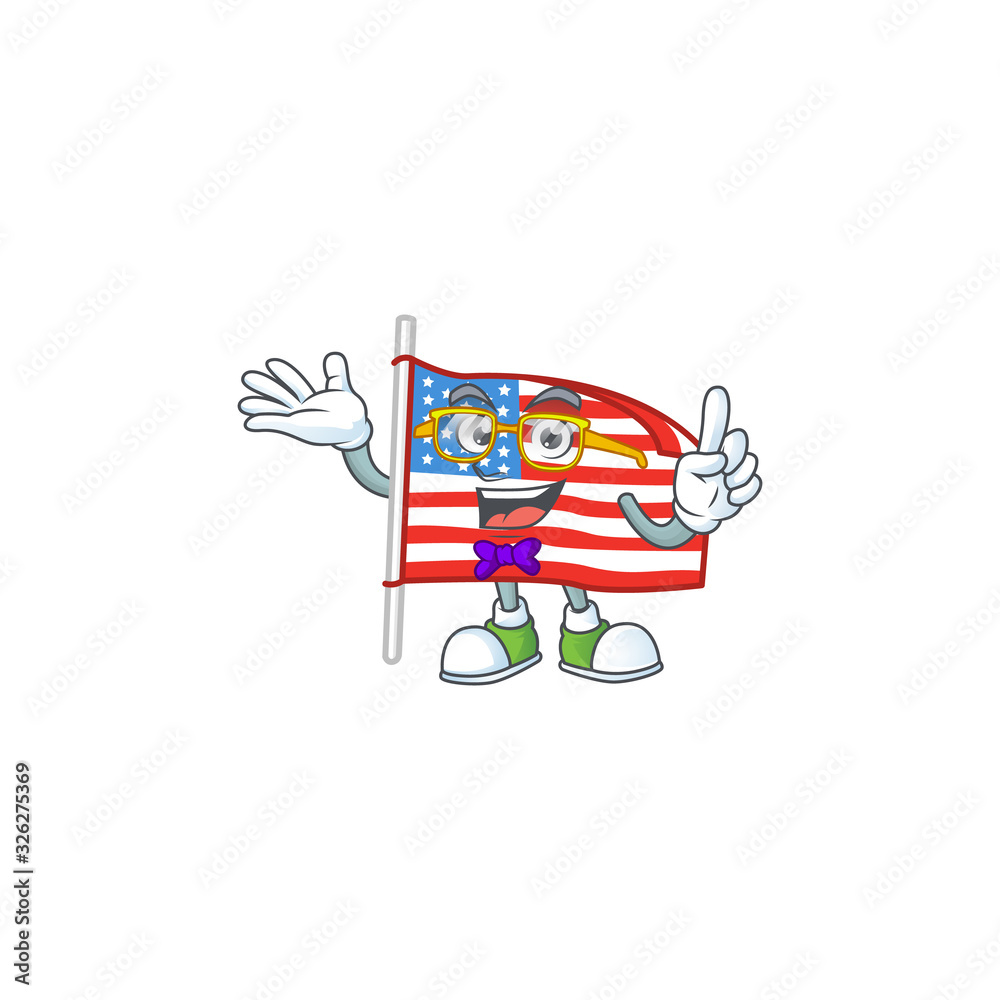 The Geek character of USA flag with pole mascot design The Geek character of USA flag with pole mascot design