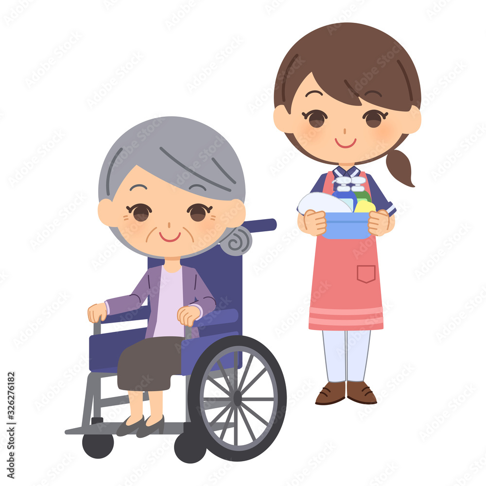 入浴を手伝いに来た介護士