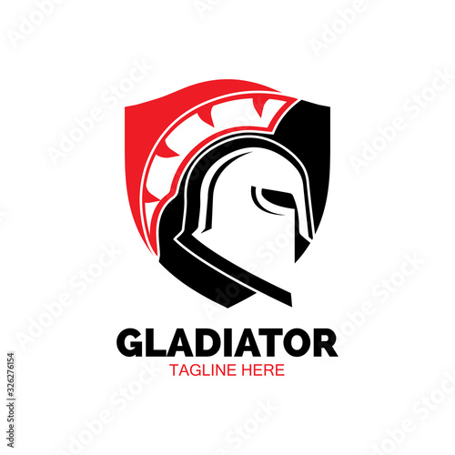 Gladiator mask , Spartan helmet logo template vector icon design