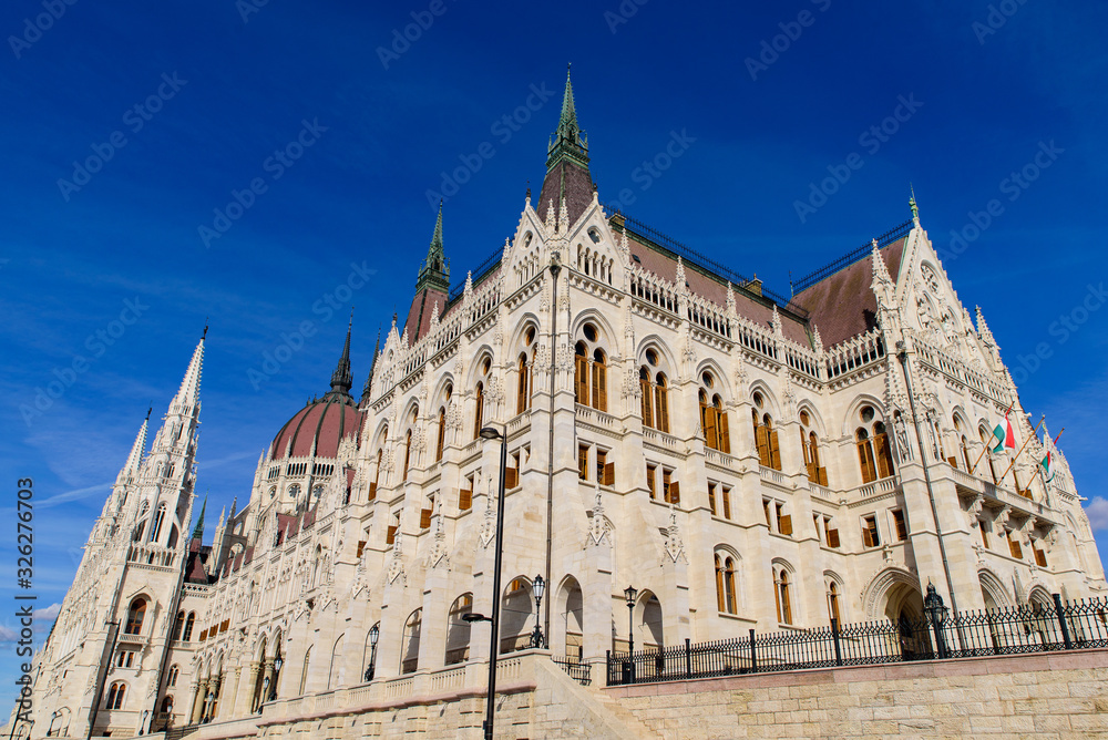 Hungarian Parliament Building on the banks of the Danube, Budapest, Hungary