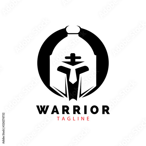 Gladiator mask , Spartan helmet logo template vector icon design