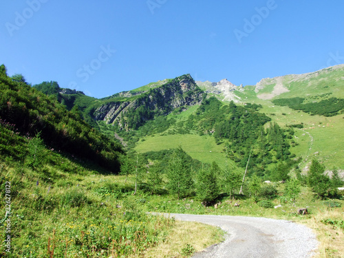 Walking and hiking trails in the Liechtenstein Alps mountain range, and along the Naaftal and Saminatal Alpine valleys - Steg, Liechtenstein photo