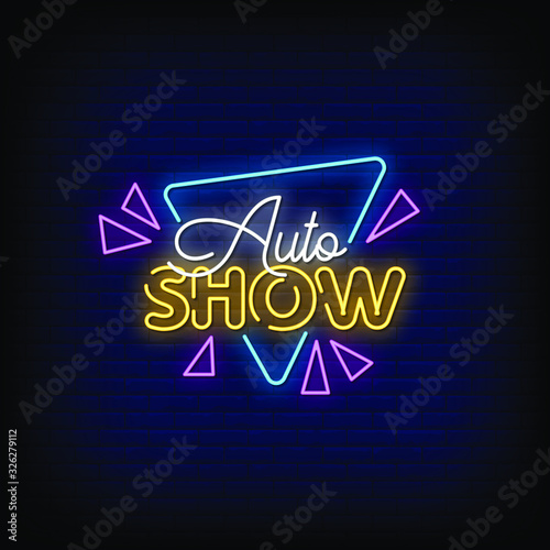 Auto Show Neon Signs Style Text vector