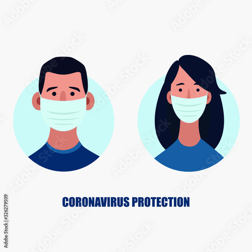 Coronavirus in China. Novel coronavirus (2019-nCoV), people in white medical face mask. The Chinese are in remedies. Concept of coronavirus quarantine. Vector illustration