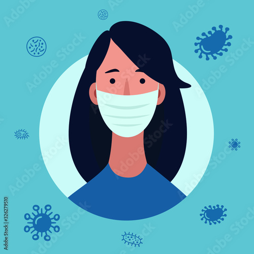 Coronavirus in China. Novel coronavirus (2019-nCoV), woman in white medical face mask. Concept of coronavirus quarantine.