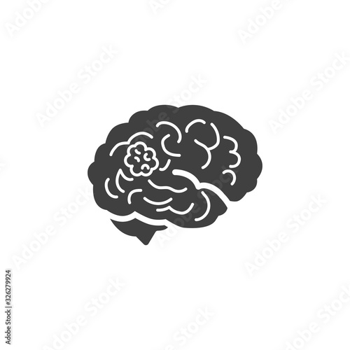 Brain cancer vector icon. filled flat sign for mobile concept and web design. Human brain with Tumor glyph icon. Symbol, logo illustration. Vector graphics