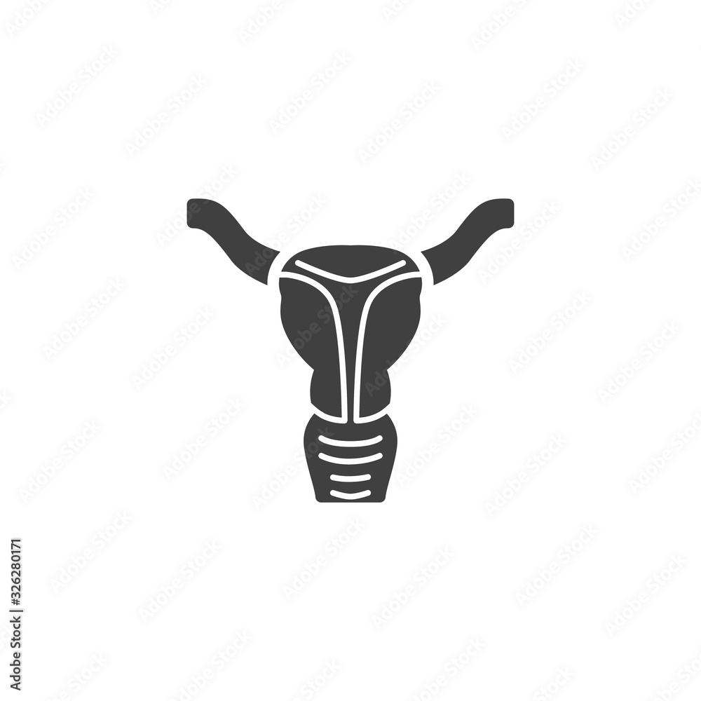 Uterus vector icon. Human internal organ filled flat sign for mobile concept and web design. Female reproductive system glyph icon. Symbol, logo illustration. Vector graphics
