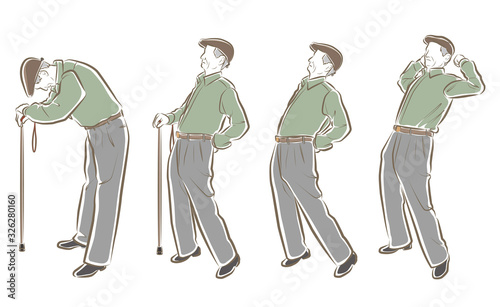 おじいさんの全身ベクターイラスト