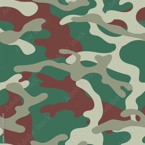 Military camouflage seamless pattern. Khaki texture. Trendy background. Abstract color vector illustration. For design wallpaper, wrapping paper, fabric.