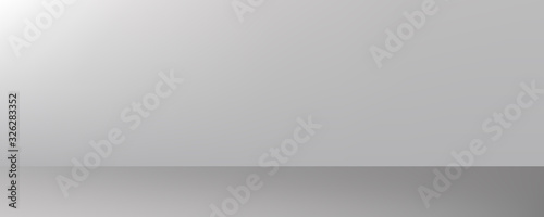 Grey or white wall and floor gradient background, empty studio interior, light room for photography or stage for products presentation, wallpaper backdrop Realistic 3d vector Illustration, mock up