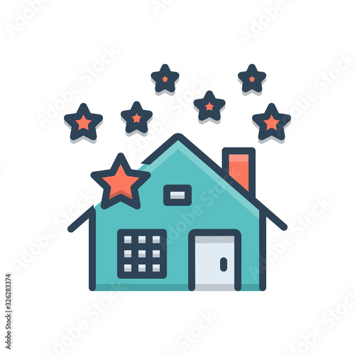 Color illustration icon for home  deep