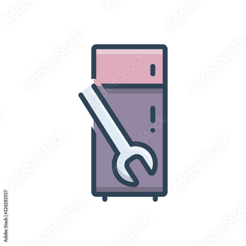 Color illustration icon for refrigerator