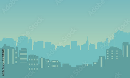 Silhouette of city building in the morning. Urban landscape