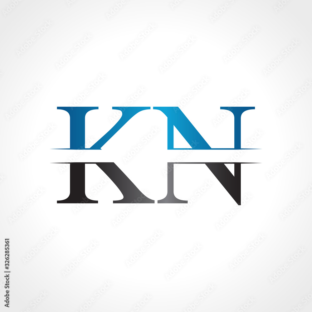 Initial KN letter Logo Design vector Illustration. Abstract Letter KN logo Design