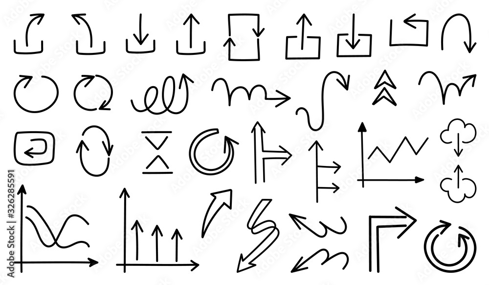 Business arrows hand drawn vector collection, Social icon design, Business icon set. Arrow sign. Business arrows hand drawn vector collection, Social icon design, Business icon set. Arrow sign.