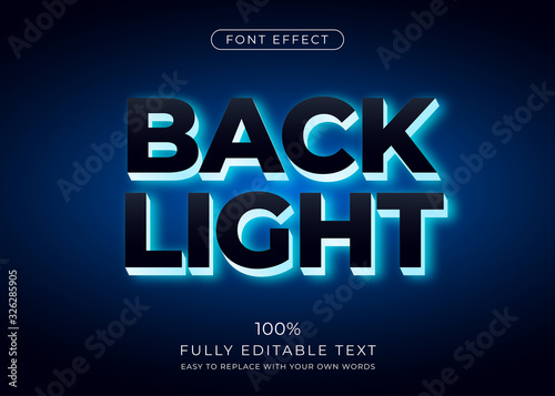 Back light text effect. Editable font style